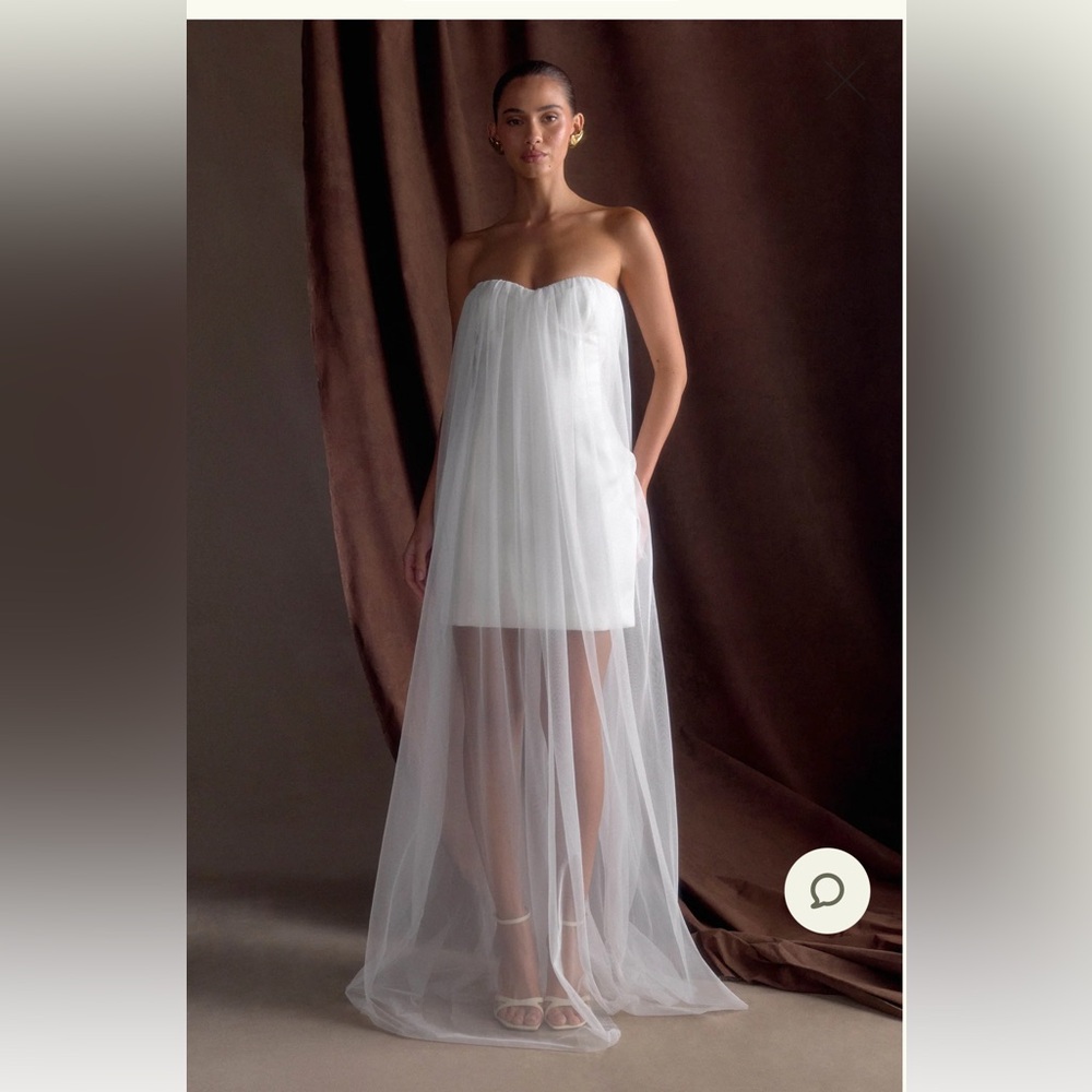 Elegant White Sheer Overlay Dress